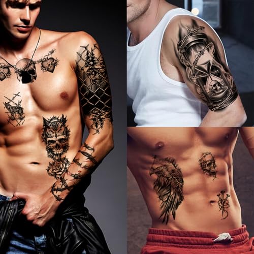 Gabizafia 77 Sheets Barbed Wire Temporary Tattoos — Wire Chains Web (Variation: Wire Chains Web) White Trash Party