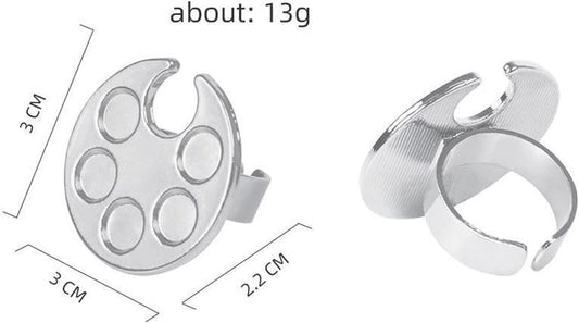 Silver Mini Manicure Palette Metal Paint Palette Finger Rings Nail Art Tools Makeup Palettes