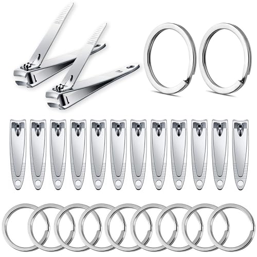 16-Piece Bulk Nail Clippers with Keychain Ring - Travel & Home Use Set