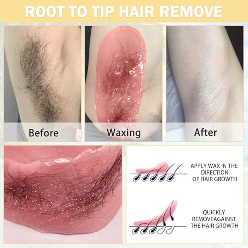 Keethem Hard Wax Beads for Hair Removal, 5 Packs (100g each) with Sticks - Sensitive Skin Aloe & Rose