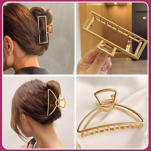 AIBEE Metallic Large Hair Claw Clips - 4 Pack Non-Slip Heavy Duty Hairpins for Thick and Thin Hair, Fashionable Hair Accessories