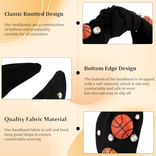 Hapdoo Black Rhinestone Basketball Headband - Sporty Glam Hair Accessory for Fans