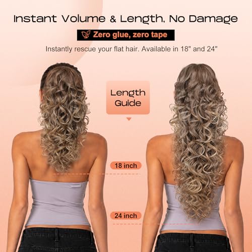 SEIKEA 18-Inch Fluffy Curly Ponytail Extension - Black Brown