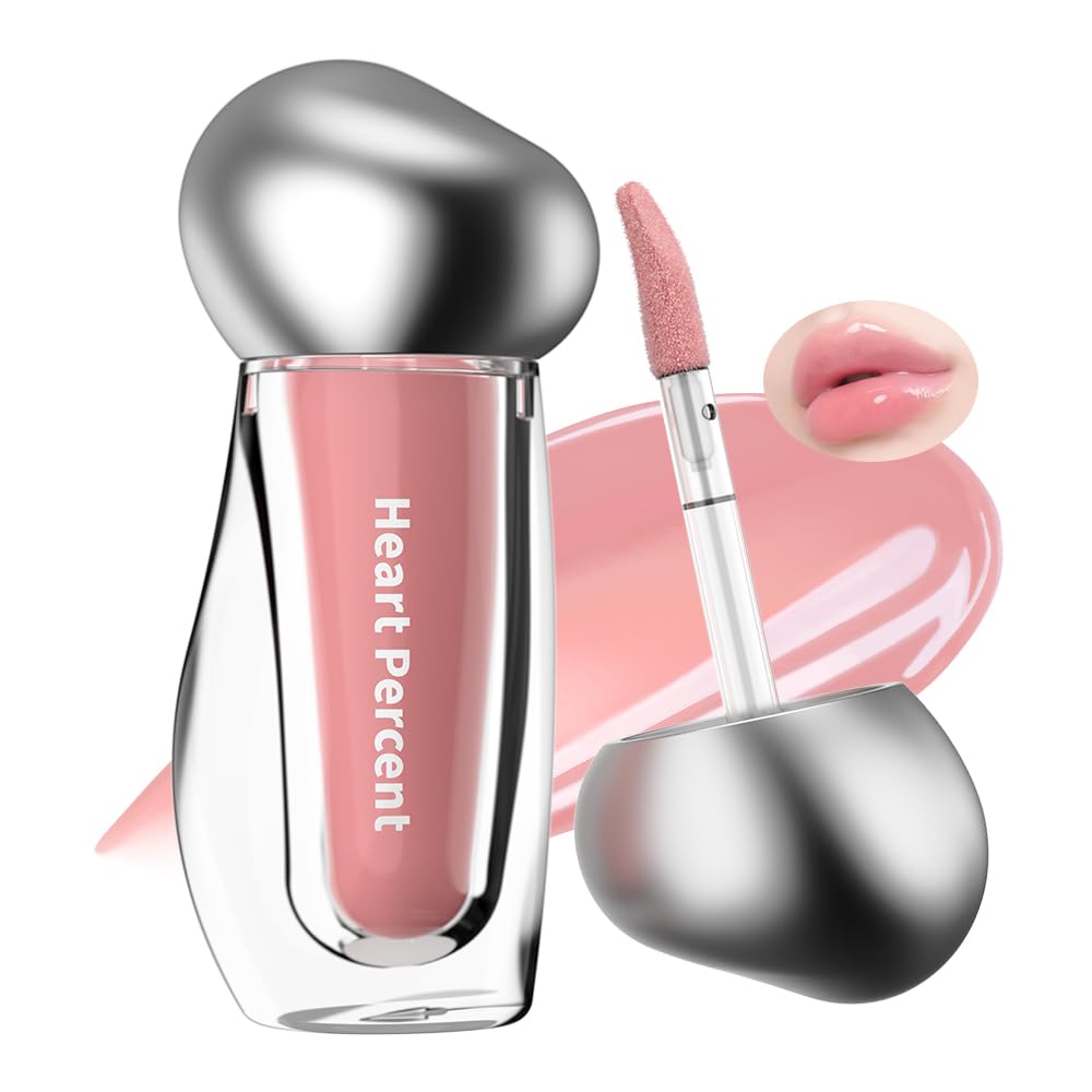 Heart Percent Lip Gloss Tint - Ultra-Glossy, Long-Lasting, Buildable Shine | 3.8ml, Pink Blanc