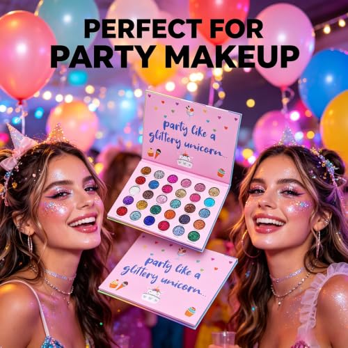 Pink Glitter Eyeshadow Palette - Colorful Sparkly Makeup for Face & Body