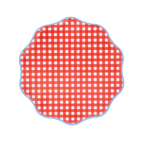 Meri Meri Easter Gingham Paper Plates - Pack of 12, Disposable Tableware
