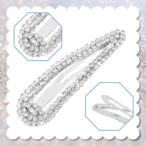 4PCS Rhinestone Hair Clips - Dazzling Crystal Snap Barrettes