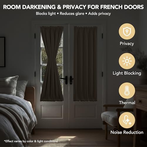Deconovo Thermal Insulated Blackout Curtain for Glass Doors - 72" Long, Khaki