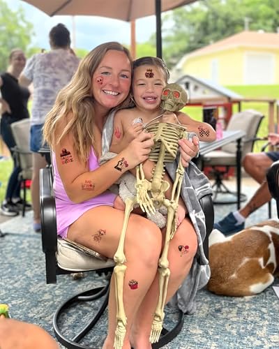 Bad To The Bone 192-Piece Skeleton Temporary Tattoos – 20 Sheets for 2nd Birthday Party Favors
