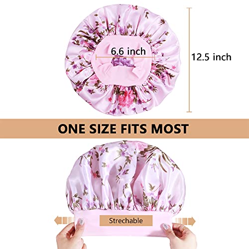 Heniho 10-Pack Large Satin Sleep Bonnets for Braids with Wide Band
