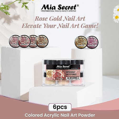 Mia Secret Rosegold Collection Colored Acrylic Nail Powder - 6-Piece Set