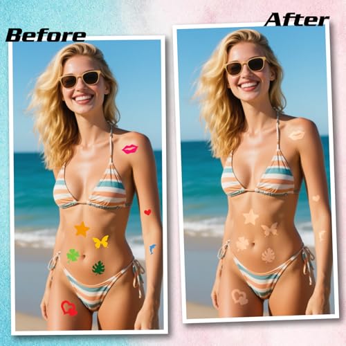 714 Pcs Tanning Stickers Set - Dual-Size Heart & Butterfly Designs