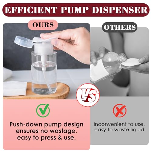 4 Pack Push Down Pump Dispenser Bottles for Acetone & Liquids
