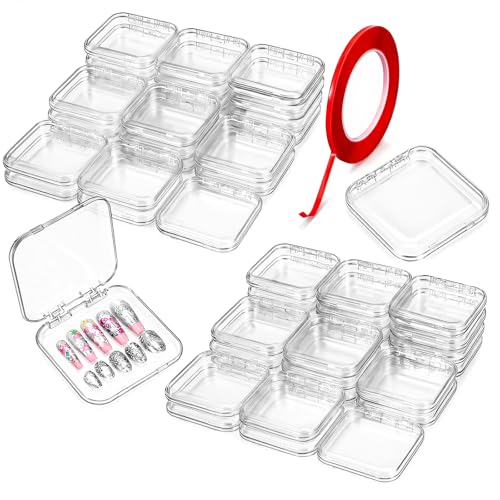 40 Pcs Clear Press-on Nail Packaging Boxes with Adhesive Tape
