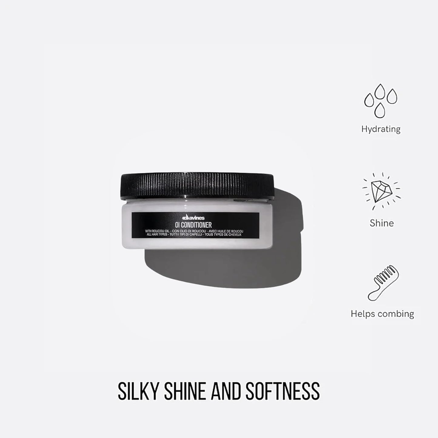 Davines OI Conditioner - Hydrating Cream for All Hair Types | Accelerates Drying, Adds Shine & Softens with Roucou Oil