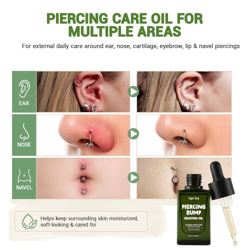 Piercing Bump Solution Oil with Tea Tree & Natural Oils - 0.68 Fl Oz by SugarTang, Aftercare for Body Piercing & Tattoos