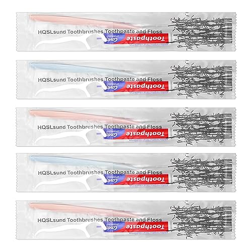 30 Packs Disposable Toothbrushes with Toothpaste & Floss Picks
