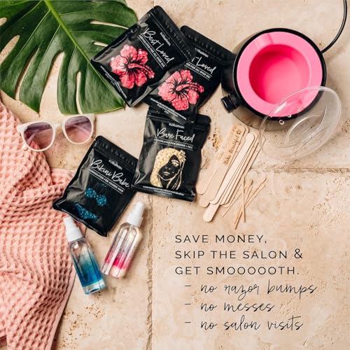 KoluaWax Hard Wax Beads for Hair Removal ? Coarse Hair Formula ? Face, Brazilian, Underarm, Back Chest, Bikini Waxing ? Dragon Fruit & Hibiscus 1lb Refill for Wax Warmers & 10 Applicator Sticks 2 Pack