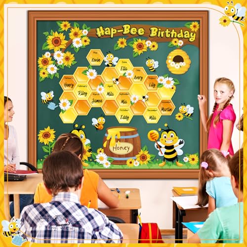 Bee Themed Bulletin Board Decorations Set - 71 Cutouts for Classrooms