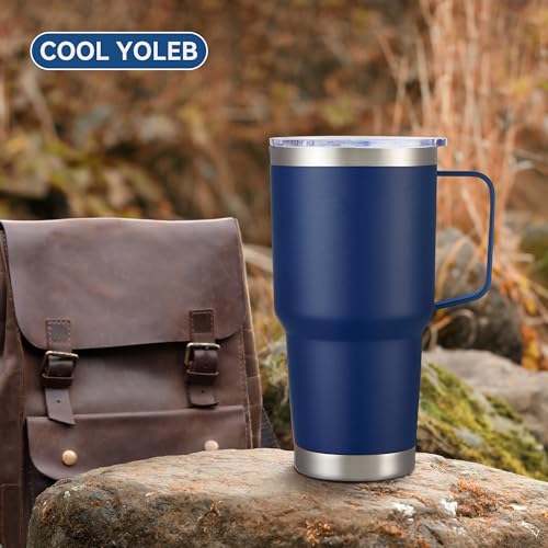 30 oz Stainless Steel Tumbler with Handle & Lid - Insulated, Leak-Proof