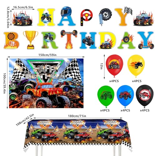 24 PCS Truck Birthday Decorations Set for Boys' Parties