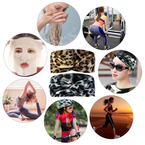6-Pack Camo & Leopard Headbands for Women - Elastic Hair Wraps