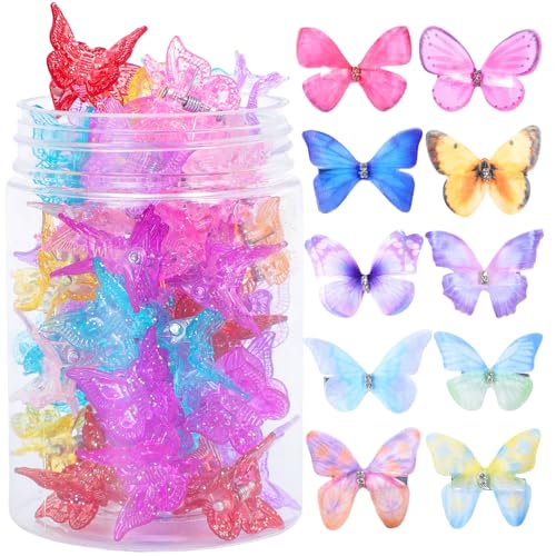 40 Pcs Glitter Butterfly Hair Clips Set for Girls & Women