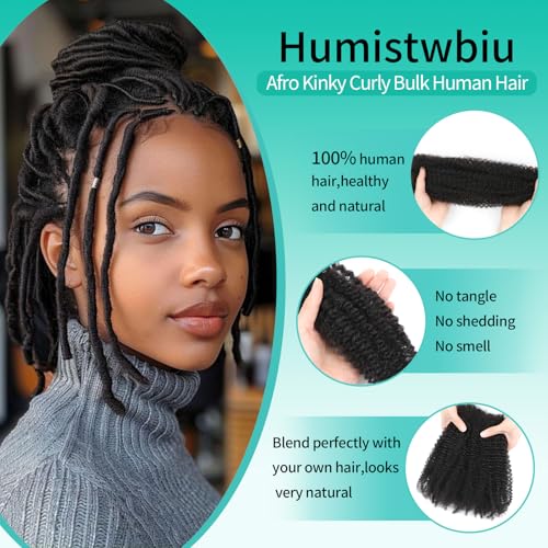Humistwbiu Afro Kinky Curly Human Hair for Dreadlocks & Braids 12-18 Inch 50g Pack