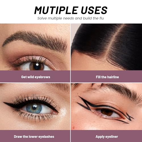 Pudaier Waterproof Microblading Eyebrow Pen - 2 Pack with 4 Tip Brush
