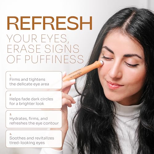 Under Eye Roll-On Serum with Caffeine & Q10 for Dark Circles & Puffiness - Cooling, Hydrating, Anti-Aging