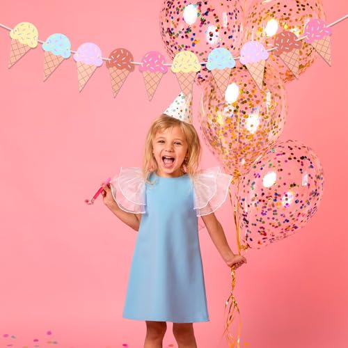 Ice Cream Banner Set - 4 Colorful Birthday Party Decorations