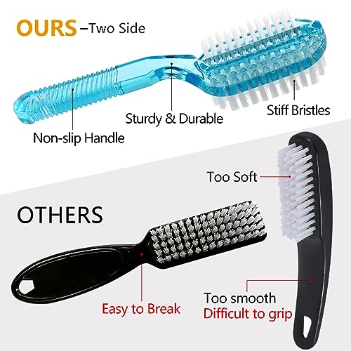 Two-Sided Nail Brush Set - Ergonomic Grip, Soft & Stiff Bristles, 4 PCS