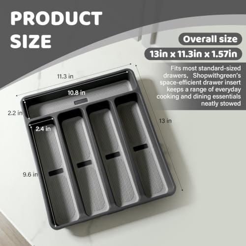 5-Compartment Silverware Organizer Tray with Cutlery Icons