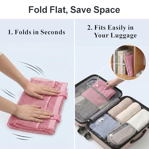 Portable Mesh Shower Caddy with 8 Pockets - Quick-Dry & Dual Handles, Ideal for Dorms & Travel, Pink