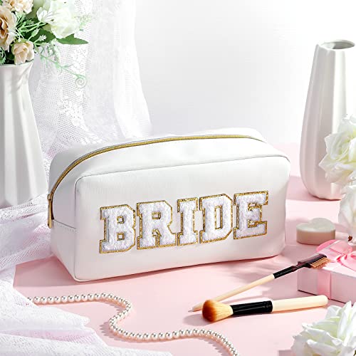 Oudain Bride and Groom Makeup Bag Set - 2 Pcs PU Leather Travel Pouch