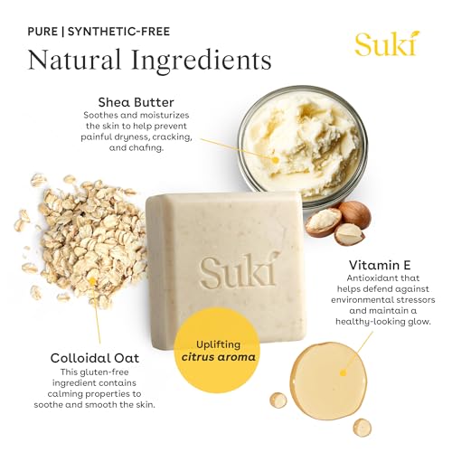 Suki Sensitive Skin Cleansing Bar for Face & Body with Oatmeal & Shea 4oz