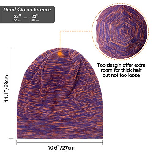 Silk Satin Lined Sleep Bonnet - Adjustable Bamboo Hair Wrap, Mixed Purple