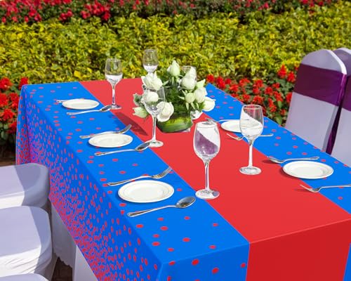 Oudain 3-Pack Waterproof Red Polka Dot Tablecloths, 54" x 108"