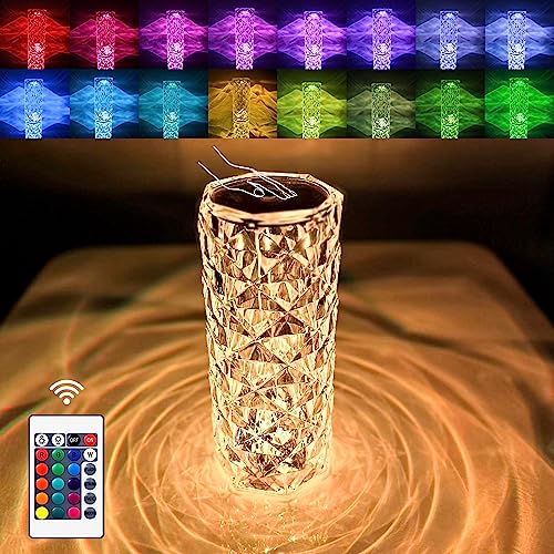 Crystal Touch Control Rose Lamp - 16 Color Dimmable LED Table Light