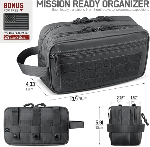 RXW Tactical Toiletry Bag for Men - Compact Black Travel Organizer