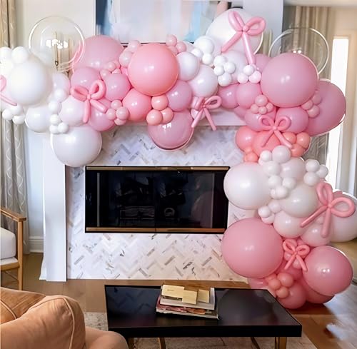 Coquette Pastel Pink & White Balloon Garland Kit – 134 PCS
