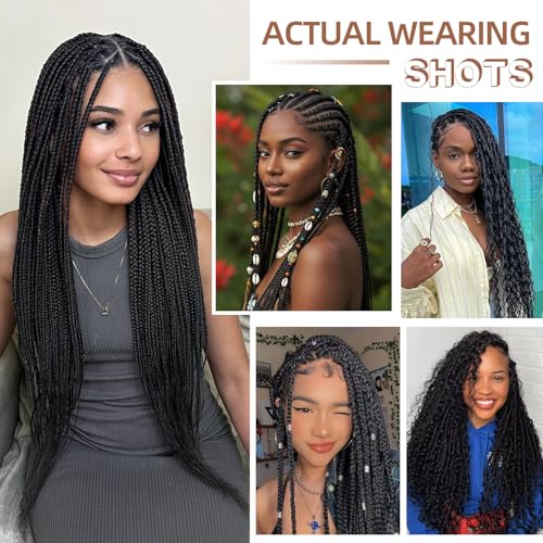 AMUMI Pre-Stretched Braiding Hair Extensions - 18 Inch Synthetic Fiber (8 Pack)