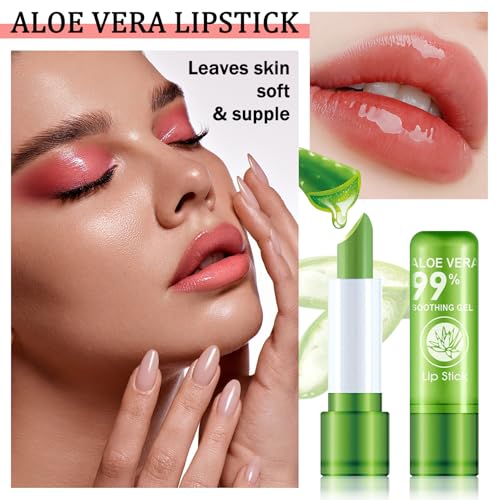4 Pack Aloe Vera Color Changing Lipstick Set - Moisturizing Lip Gloss for Women