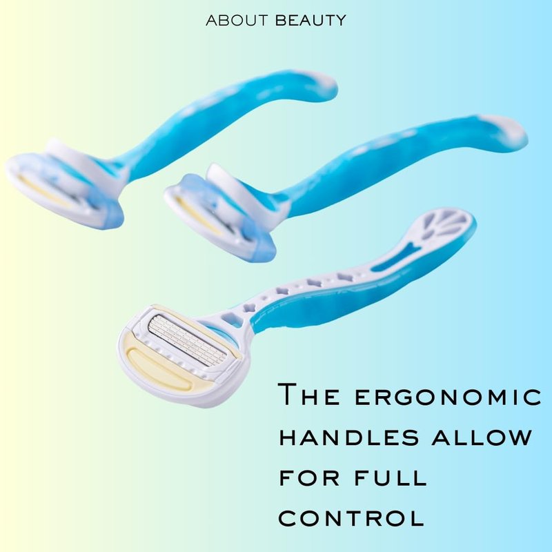 About Beauty 5 Blade Water Activated Disposable Razors, 3 Gentle Beauty Groomers for Hair Removal, Ideal for Shaving and Exfoliating, Japanese Steel Gently Removes Body Hair