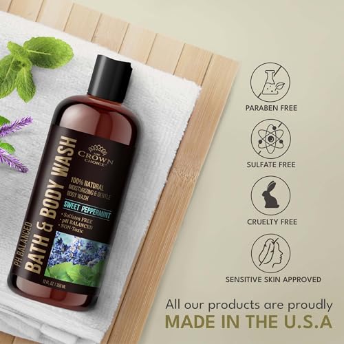 Sweet Peppermint Body Wash for Sensitive Skin - 2 Pack, 12oz