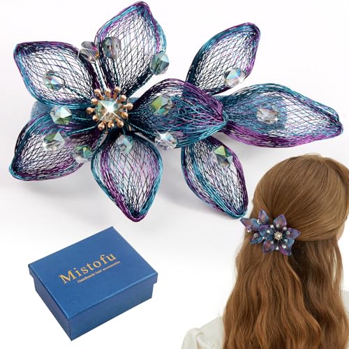 Mistofu Handmade Copper Wire Butterfly Barrette with Crystals