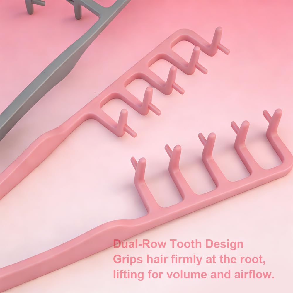 Texture Styling Comb for Men - Voluminous Wide-Toothed Design, ABS Plastic, Textured Grip | Black & Grey