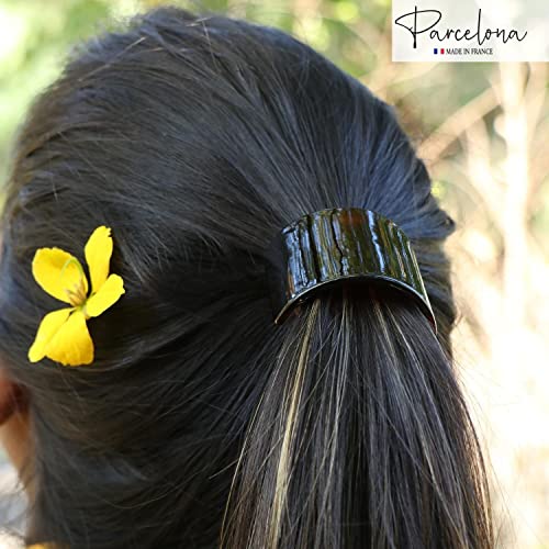 Parcelona French Tortoise Shell Ponytail Hair Elastic - Cellulose Acetate