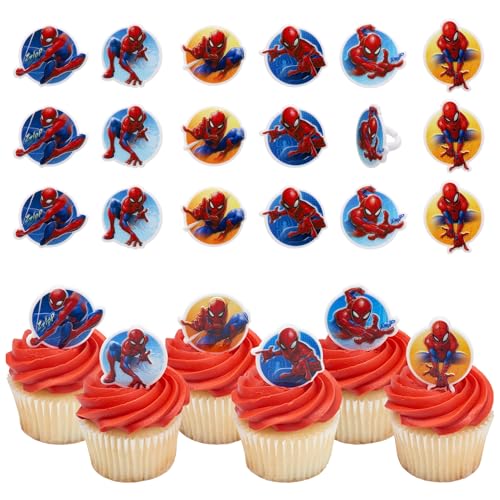 Spider-Man Cupcake Rings - 24 Pack for Birthday Parties
