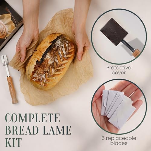 Bread Lame Sourdough Scoring Tool Set with Beech Wood Handle
